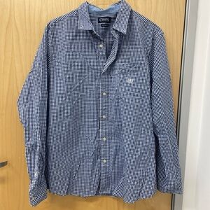 Chaps Men's Navy Gingham Button-Down Shirt